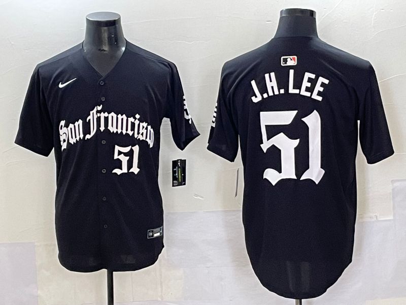 Men 2025 San Francisco Giants 51 J.H.Lee Black Five generations Joint Name Nike MLB Jersey style 50